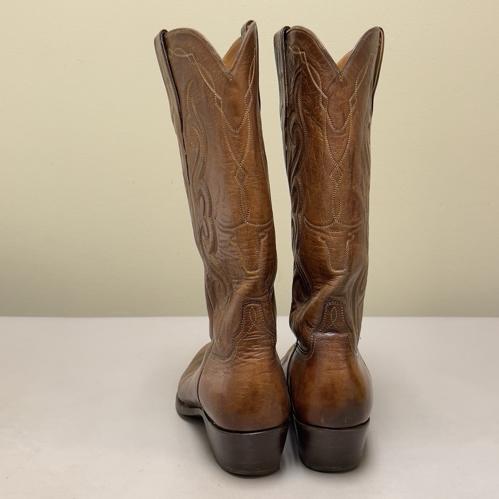 Vintage SAS Bootmaker Cowboy Boots Men 9B Brown Leather Western Rodeo Shoes‎ USA - Picture 8 of 16